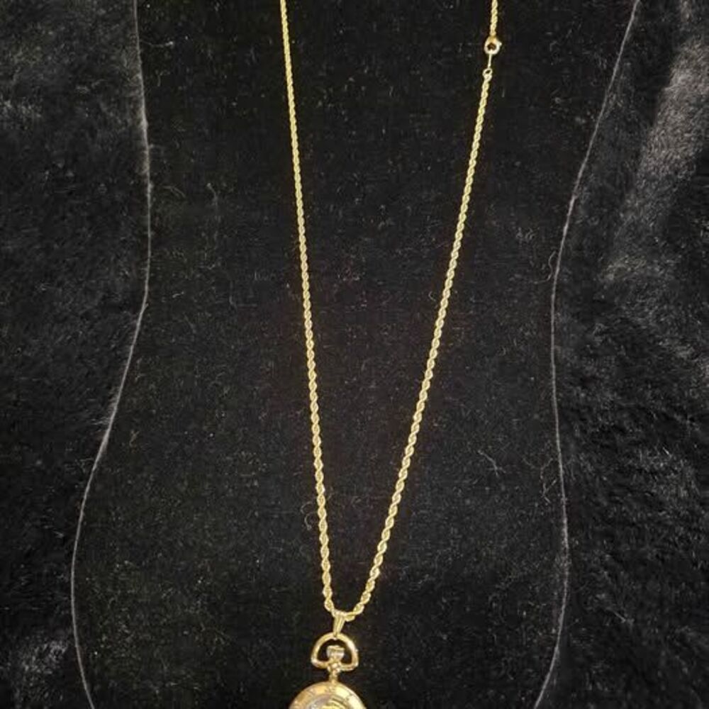 Swiss Coin Watch Necklace with 1945 Mercury Dime